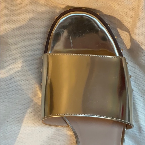 Valentino Gold Metallic Leather Rockstud Sandals - Picture 7 of 12
